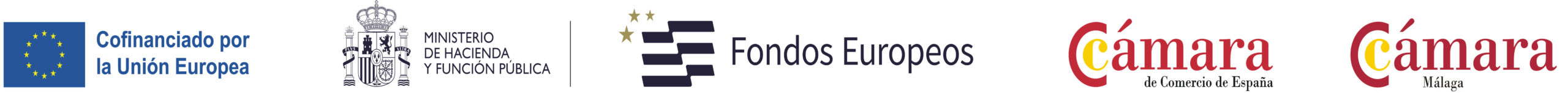 Logos Unión Europea, Ministerio de Hacienda, Fondos Europeos y Cámara de Comercio